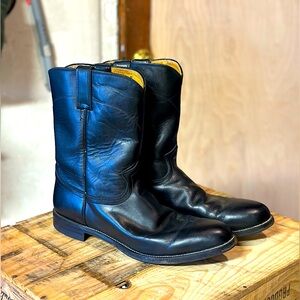 Justin Boots Black Leather Men's Boots